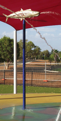 water park spraying mackeral